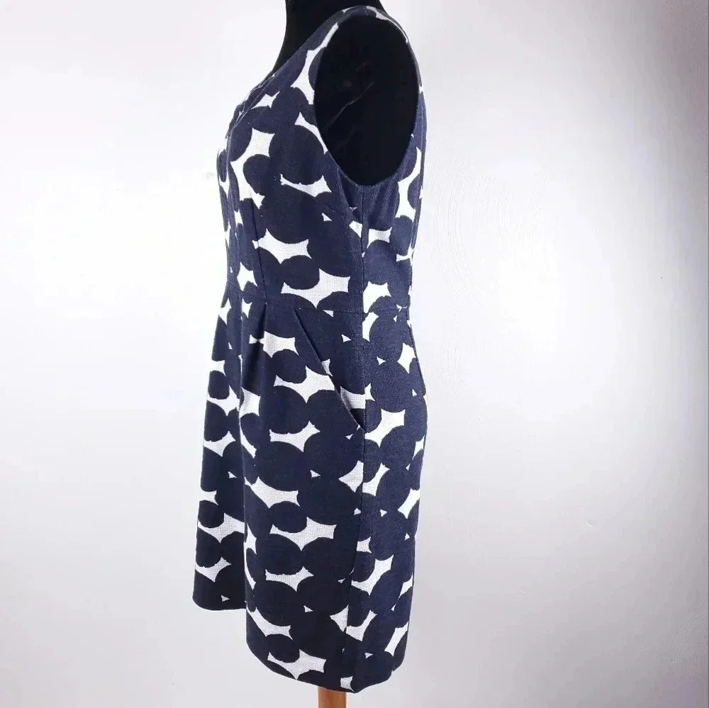 Loft Shift Dress Women's Size 6P Sleeveless Blue & White w/Pockets - Picture 2 of 13